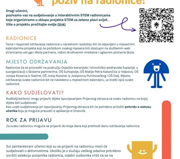 Javni poziv za uključivanje učenika u STEM radionice